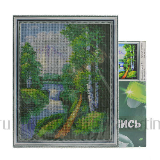 Алмазная мозаика 40x50 Прекрасный пейзаж с осенними горами и рекой
