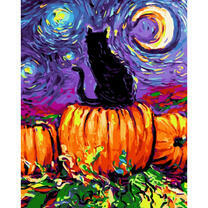 Черный кот осенней ночью