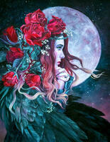 Без бренда «Девушка с розами в волосах на фоне луны» в Магнитогорске в интернет-магазине Без бренда «Девушка с розами в волосах на фоне луны» в Магнитогорске