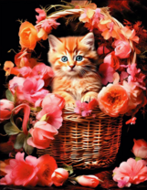 Без бренда «Рыжий котенок в корзине с цветами» в Магнитогорске