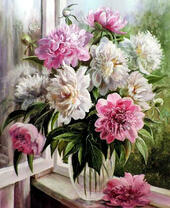 Без бренда «Пионы в прозрачной вазе у окна» в Магнитогорске